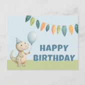 Cartes Pour Fêtes Annuelles HandPainted Birthday Dinos Postcard (Devant)