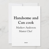 Cartes Pour Fêtes Annuelles Handsome et peut cuisiner ajouter nom maître chef  (Dos)