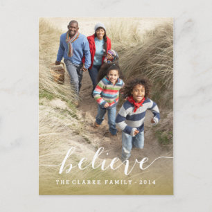 Cartes Pour Fêtes Annuelles Handwriting Believe Holiday Photo Postcard