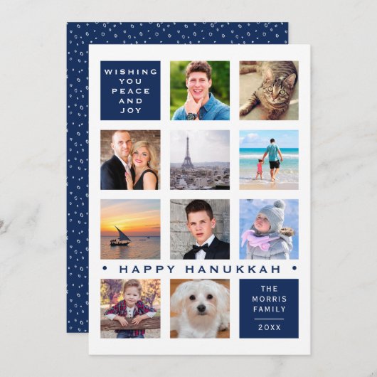 Cartes Pour Fêtes Annuelles Hanoukka 12 Photo Modern Custom Collage (Devant / Derrière)