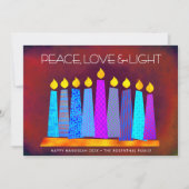 Cartes Pour Fêtes Annuelles Hanoukka Boho Motif bougies Paix Amour Rouge clair (Devant)