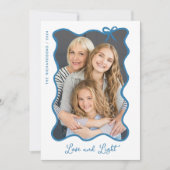 Cartes Pour Fêtes Annuelles Hanoukka Bow | Cadre photo bleu et blanc (Devant)