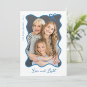 Cartes Pour Fêtes Annuelles Hanoukka Bow | Cadre photo bleu et blanc (Debout devant)