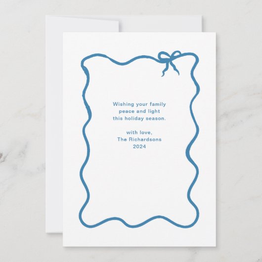 Cartes Pour Fêtes Annuelles Hanoukka Bow | Cadre photo bleu et blanc (Dos)