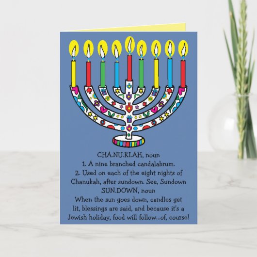 Cartes Pour Fêtes Annuelles Hanoukka Chanukiah Funny Menorah (Devant)