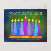 Cartes Pour Fêtes Annuelles Hanoukka Chic Boho bougies Green Peace Love Light (Devant)
