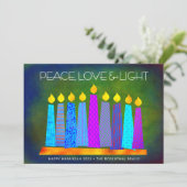 Cartes Pour Fêtes Annuelles Hanoukka Chic Boho bougies Paix Amour Vert clair (Debout devant)