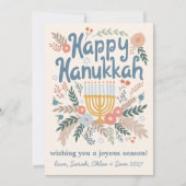 Cartes Pour Fêtes Annuelles Hanoukka FLorals Art dessiné à la main CUSTOM 4 PH (Devant)