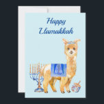 Cartes Pour Fêtes Annuelles Hanoukka Funny Llama Llamakkah Chrismukah<br><div class="desc">This design may be personalized in the area provided by changing the Phoand/or text. Or it can be customized by choosing the click to customize further option and delete or change the color of the background, add text, change the text color style, or delete the text for an image only...</div>