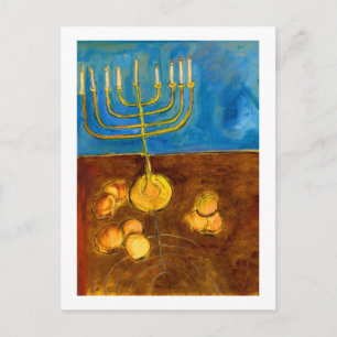 Cartes Pour Fêtes Annuelles Hanoukka Gelt et Menorah Art Card