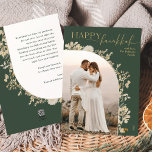 Cartes Pour Fêtes Annuelles Hanoukka Green Gold 1 photo moderne<br><div class="desc">Cette conception est composée d'un arc fleuri avec un cadre délicat en or à parties scintillant florale blanche qui dessine une seule photo verticale. Pour effectuer des modifications anticipées, sélectionnez Personnaliser -> Modifier à l'aide de l'option de l'outil de conception pour modifier/ajouter des zones de texte, des couleurs et des...</div>