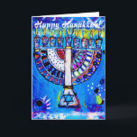 Cartes Pour Fêtes Annuelles Hanoukka heureux ! Menorah<br><div class="desc">Conception en verre inverse originale de peinture acrylique de Jolie Frank. 2011</div>