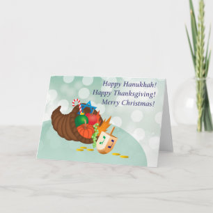 Cartes Pour Fêtes Annuelles Hanoukka heureux, thanksgiving, Noël !