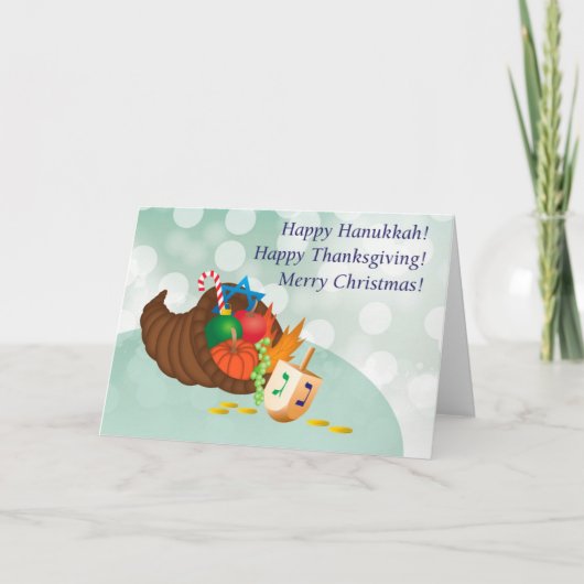 Cartes Pour Fêtes Annuelles Hanoukka heureux, thanksgiving, Noël ! (Devant)