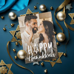 Cartes Pour Fêtes Annuelles Hanoukka joyeuse Brossé Bleu<br><div class="desc">Une police de style brosse "hanoukka heureuse" avec la star de david à la place du "A" dans Happy. Un design bleu turquoise foncé avec une couleur de fond modifiable et une option pour message personnalisé. Photo de Photography © Storytree Studios,  Stanford,  CA</div>