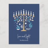 Cartes Pour Fêtes Annuelles Hanoukka Love & Light Floral Menorah (Devant)