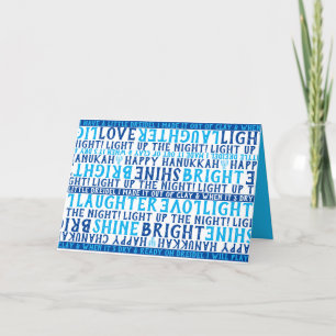 Cartes Pour Fêtes Annuelles HANOUKKA Love Light Laugher Typographie Bleu