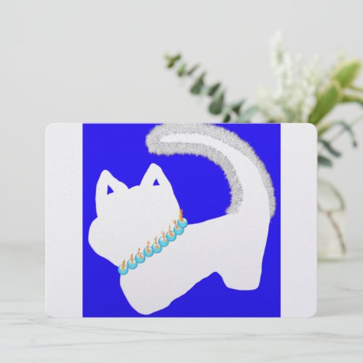 Cartes Pour Fêtes Annuelles Hanoukka mignonne avec chat blanc et menorah (Debout devant)