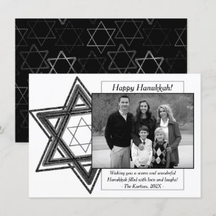 Cartes Pour Fêtes Annuelles Hanoukka moderne Black White Star de David Photo