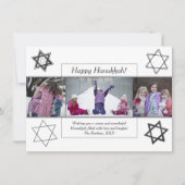 Cartes Pour Fêtes Annuelles Hanoukka moderne étoile monochrome de David 3 Phot (Devant)