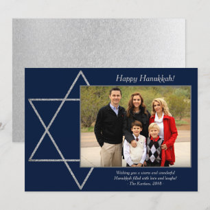 Cartes Pour Fêtes Annuelles Hanoukka moderne Silver Blue Star de David Photo