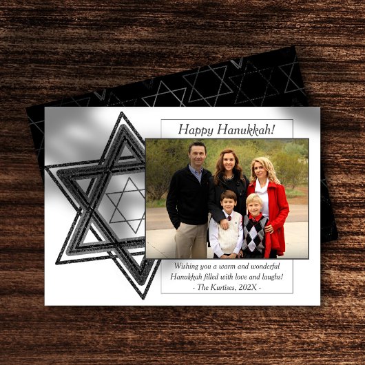 Cartes Pour Fêtes Annuelles Hanoukka moderne Silver Wishful Star of David Phot