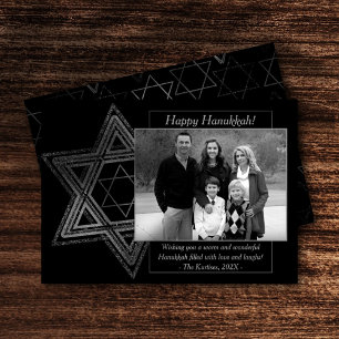 Cartes Pour Fêtes Annuelles Hanoukka moderne Silver Wishful Star of David Phot