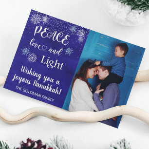 Cartes Pour Fêtes Annuelles Hanoukka Peace Love Light Photo Flocon de neige bl