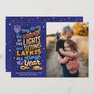 Cartes Pour Fêtes Annuelles Hanoukka photo Light et Latkes One