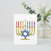 Cartes Pour Fêtes Annuelles Hanoukka Rainbow Candles Gold Menorah (Debout devant)