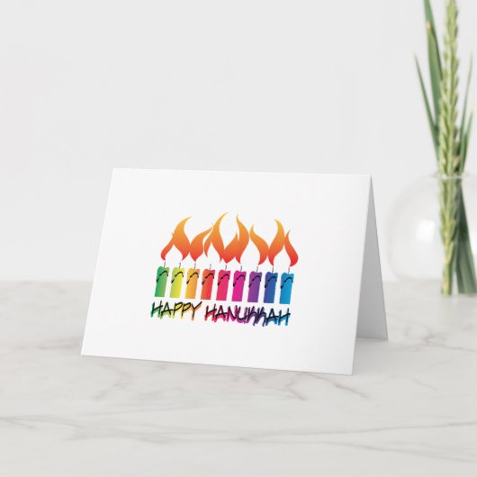 Cartes Pour Fêtes Annuelles Hanoukka Rainbow Menorah (Devant)