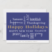 Cartes Pour Fêtes Annuelles Hanoukka Salutations Holiday Blue (Devant)