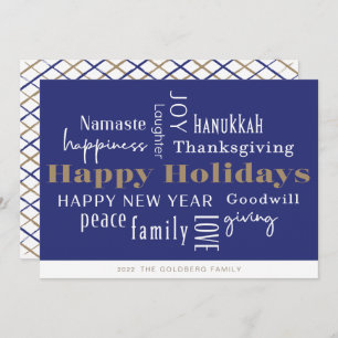 Cartes Pour Fêtes Annuelles Hanoukka Salutations Holiday Blue
