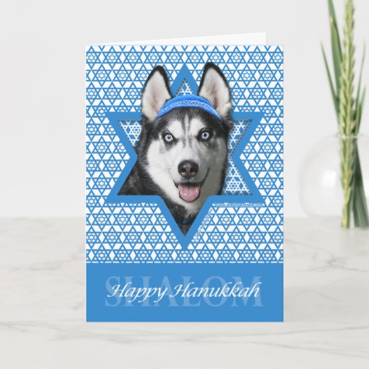 Cartes Pour Fêtes Annuelles Hanoukka Star de David - Siberian Husky (Devant)