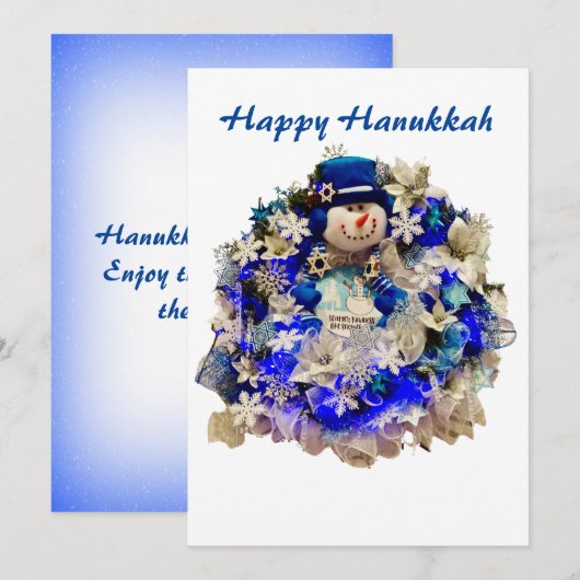 Cartes Pour Fêtes Annuelles Hanoukka Star moderne de David Snowman Wreath (Devant / Derrière)