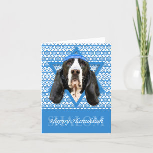 Cartes Pour Fêtes Annuelles Hanoukka Star of David - Basset Hound - Jasmine
