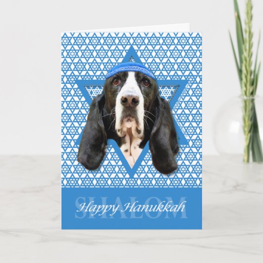 Cartes Pour Fêtes Annuelles Hanoukka Star of David - Basset Hound - Jasmine (Devant)