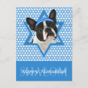 Cartes Pour Fêtes Annuelles Hanoukka Star of David - Boston Terrier