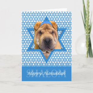 Cartes Pour Fêtes Annuelles Hanoukka Star of David - Chinese Shar Pei
