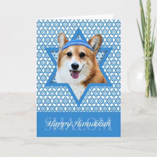 Cartes Pour Fêtes Annuelles Hanoukka Star of David - Corgi - Owen (Devant)
