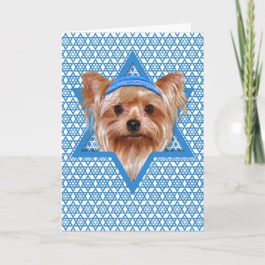 Cartes Pour Fêtes Annuelles Hanoukka Star of David - Yorkshire Terrier (Devant)