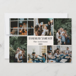 Cartes Pour Fêtes Annuelles Hanoukka Typographie Famille bleue photo Collage