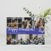 Cartes Pour Fêtes Annuelles Hanoukka Typographie Famille bleue photo Collage (Debout devant)