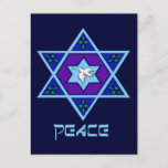 Cartes Pour Fêtes Annuelles Hanukkah<br><div class="desc">Blues of all shades,  lilac and lavender in a flower shape with a knotted six-sided star in the center is a great way to celebrate Hanukkah and express your individuality at the time.</div>