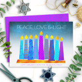 Cartes Pour Fêtes Annuelles Hanukkah Boho Candles Peace Love Light Turquoise