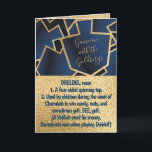 Cartes Pour Fêtes Annuelles Hanukkah Define Dreidel Gold and Navy<br><div class="desc">Funny "Dreidel" Hanukkah/Chanukah, greeting card. Enjoy another funny "Define This" greeting card. This fun "Dreidel" holiday card is just right for all of your friends and family this year. As always, design elements can be edited: moved, resized, rotated, etc. Background colors can be changed out. Personalize by deleting text and...</div>