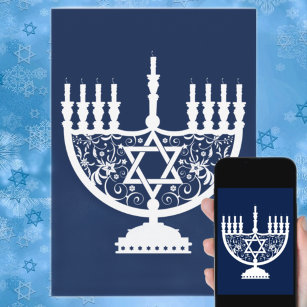 Cartes Pour Fêtes Annuelles Hanukkah Menorah