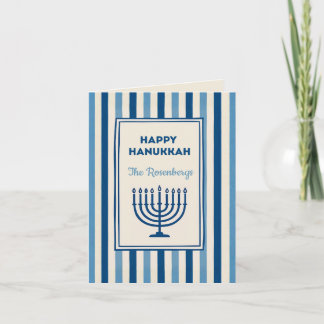 Cartes Pour Fêtes Annuelles Hanukkah Menorah Stripes Trendy Custom 
