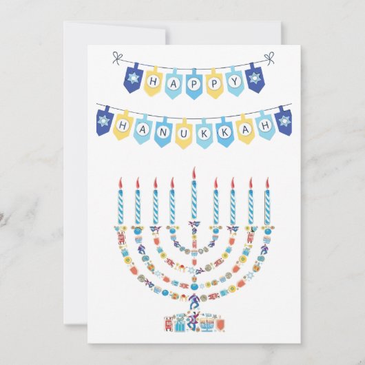 Cartes Pour Fêtes Annuelles Hanukkah Menorah with Candles and Traditional Item (Devant)