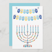 Cartes Pour Fêtes Annuelles Hanukkah Menorah with Candles and Traditional Item (Devant / Derrière)